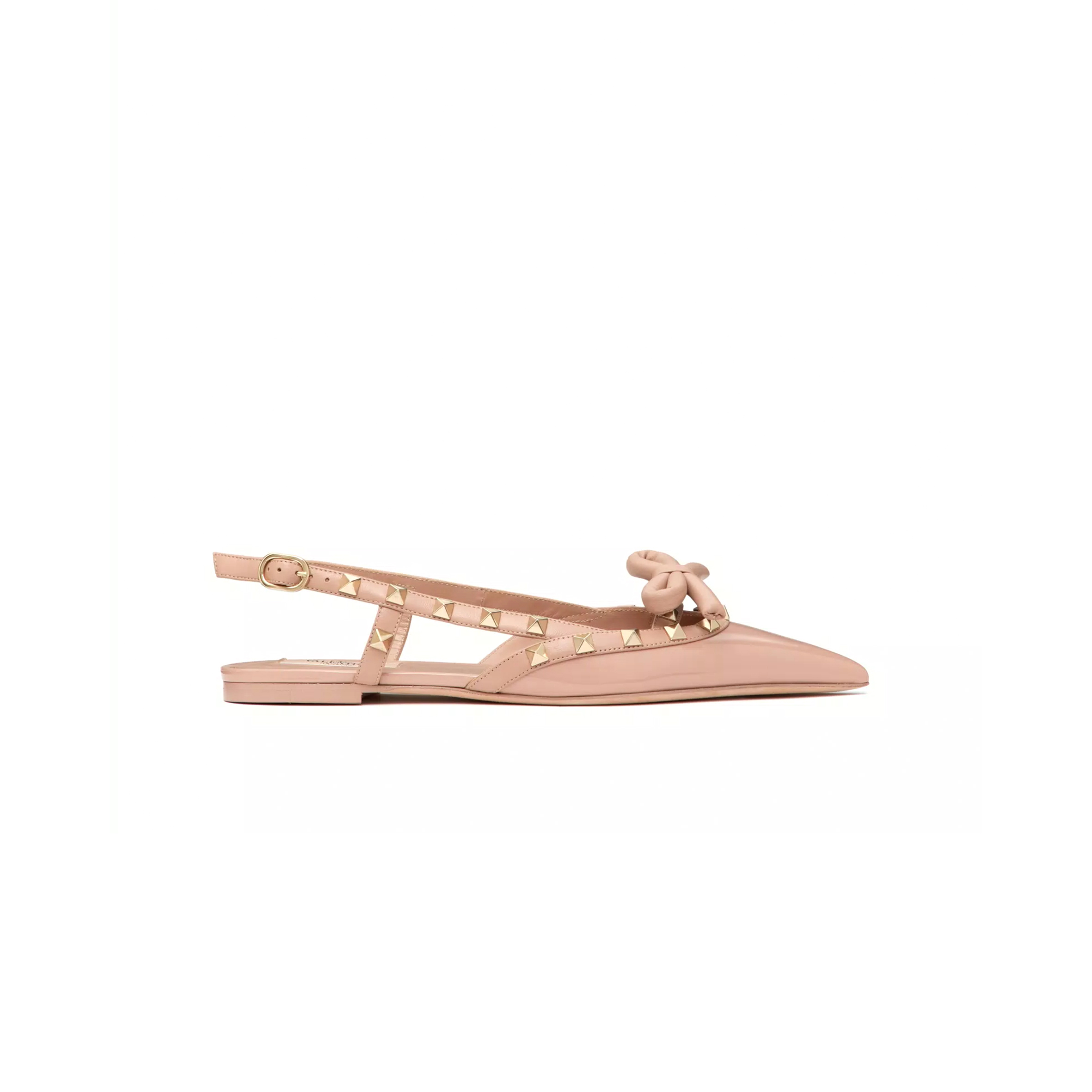 VALENTINO ROCKSTUD BOW SLINGBACK BALLERINAS IN PATENT LEATHER 5W2S0IQ2TZE_GF9